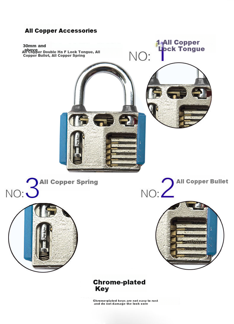BLOSSOM Master Key Padlock Door Lock BC2950-1 Blue 50MM One Key Opens Multiple Locks 2
