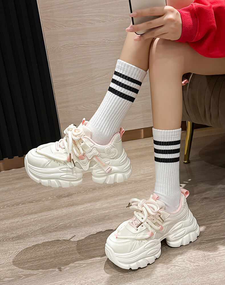 Warrior Women's 2026 Summer Breathable Thick-Soled Platform Dad Sneakers Casual Shoes Micah Khaki Size 40 18