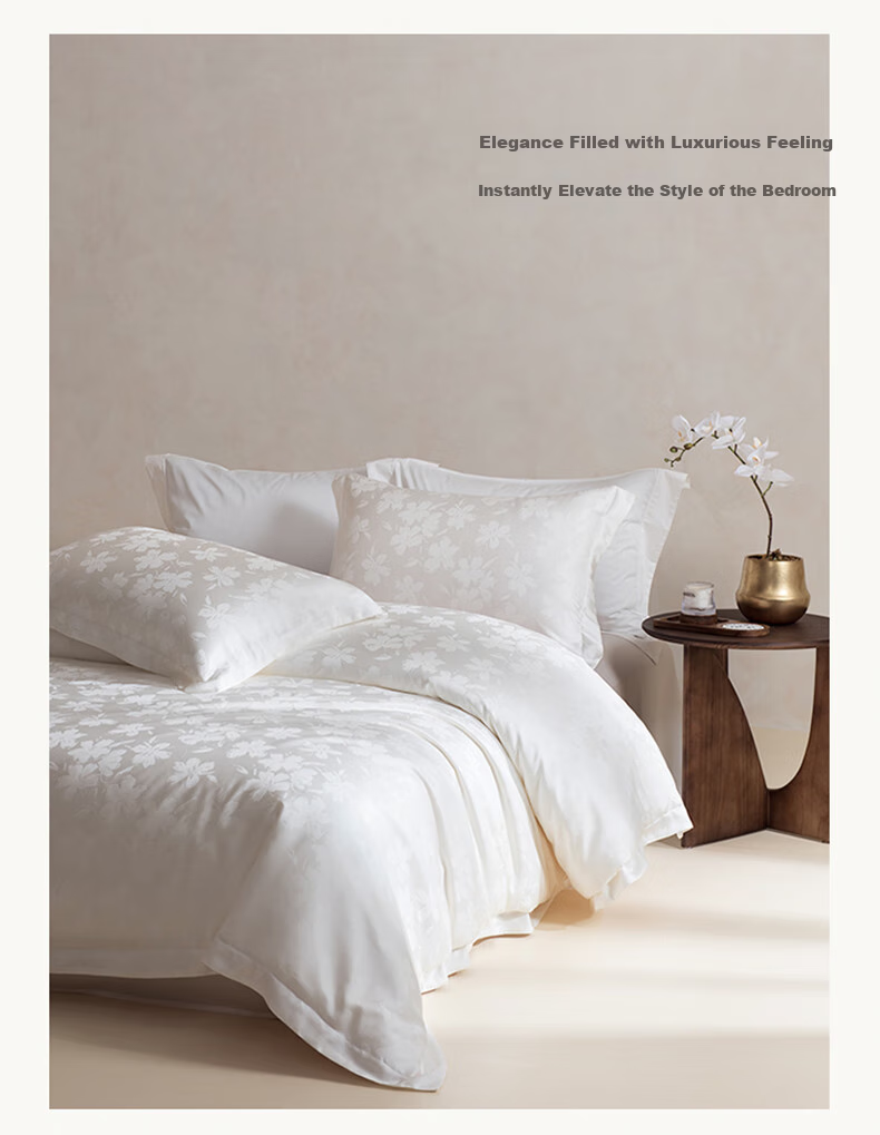 MIDO HOUSE Mingdu 100% Cotton Bedding Set, Four Pieces, Pure Cotton Sateen, Luxurious High-End Feel, Class A Fitted Sheet, Duvet Cover, 220x240cm, Fangfei 8