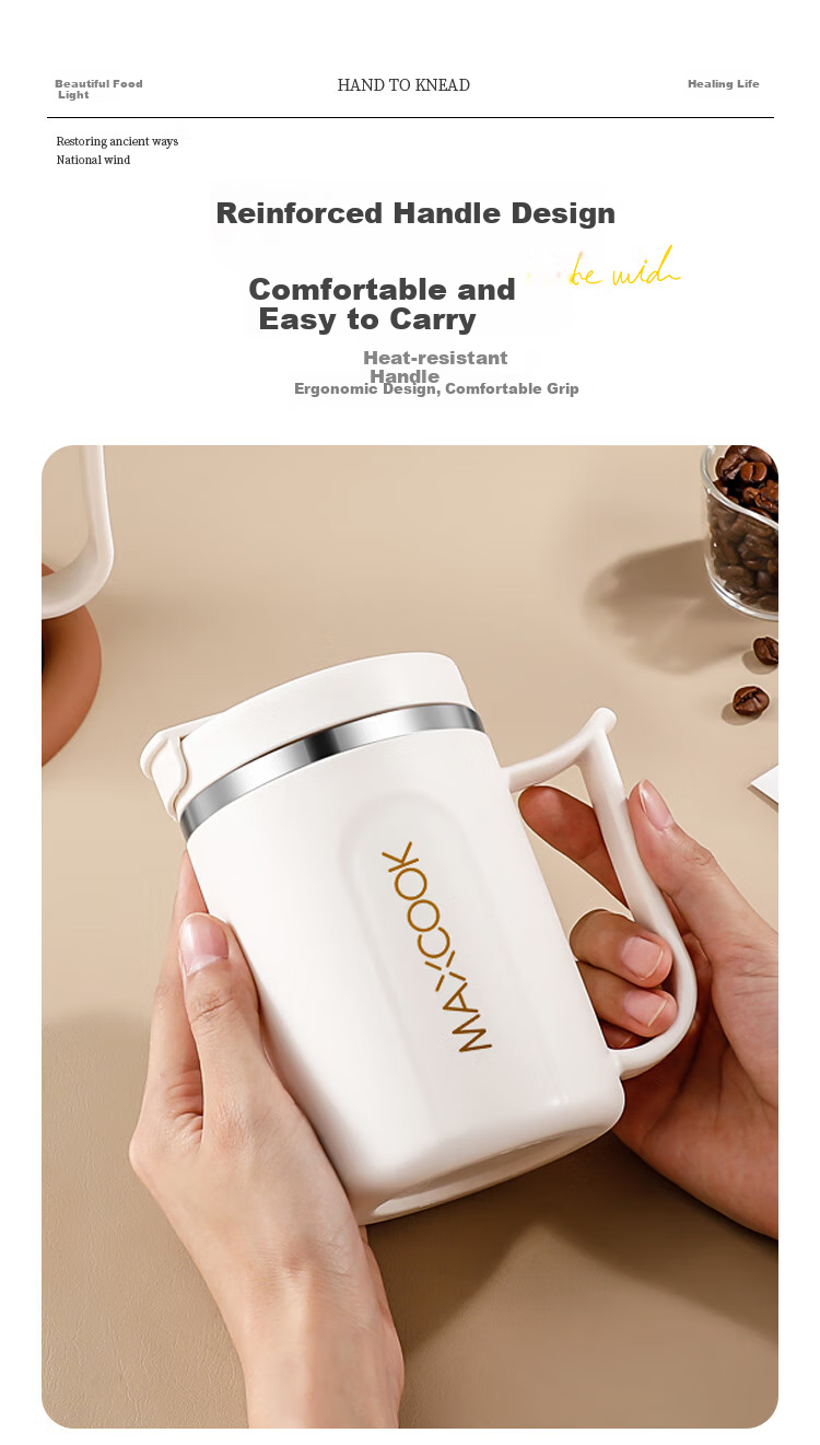 Maxcook 316 Stainless Steel Mug, Water Cup, Insulated Coffee And Breakfast Oatmeal Cup with Lid, Brewing Cup for Home Use, 500ml 3