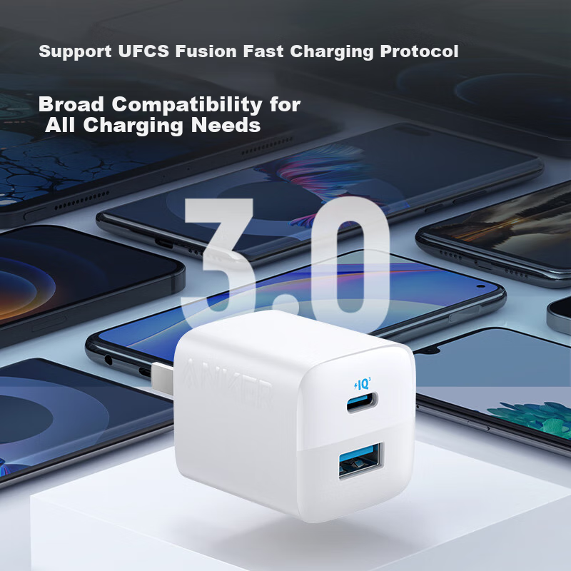 ANKE 33W Dual Port Charger PD Fast Charging Type-C Interface Compatible with 20W/30W Apple IPhone 18/17 Pro Max Phones Android Huawei Xiaomi USB Plug White