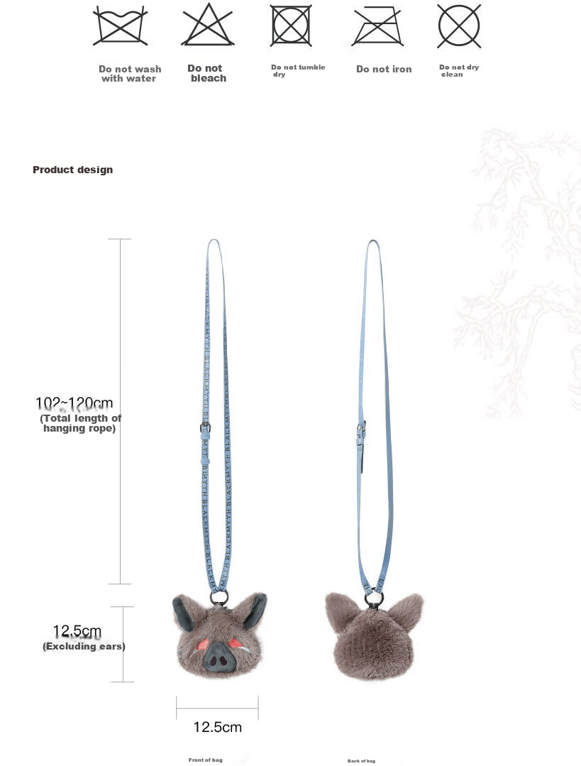 Heishenhua Pig Eight Stuffed Hanging Bag Earphone Case, Wukong Style Bag Pendant Creative Ornament Keychai 1