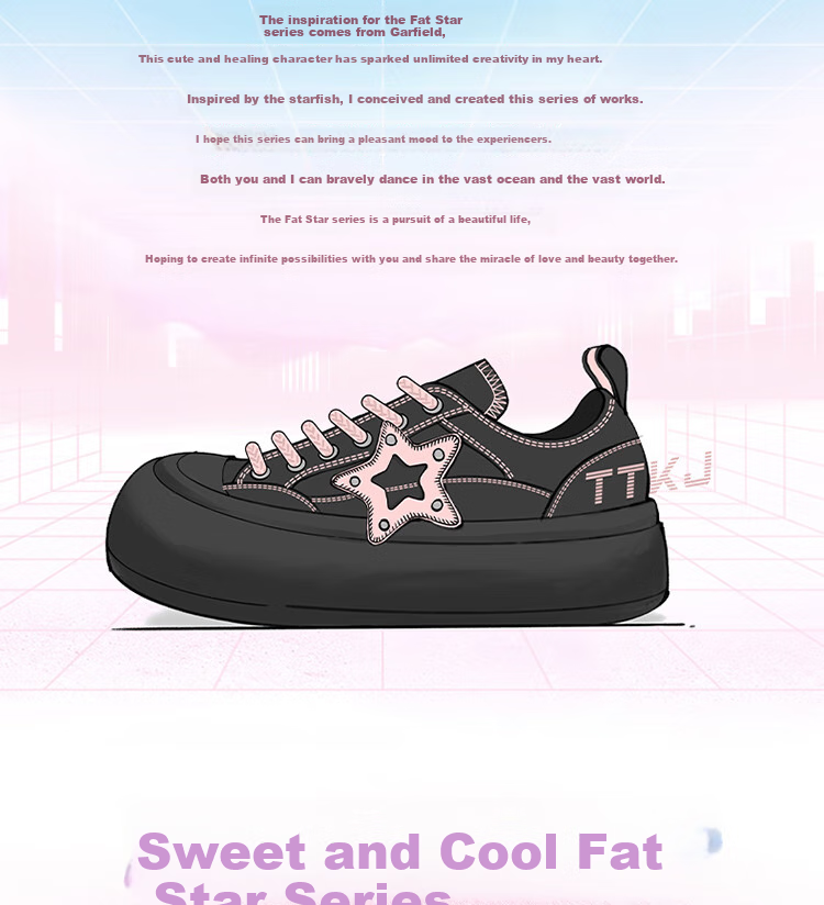 TTKJ Black Star Breathable Canvas Shoes for Women, Comfortable Thick-Soled Platform Sneakers, Soft-Soled Non-Fatiguing Versatile Sports Casual Shoes 3