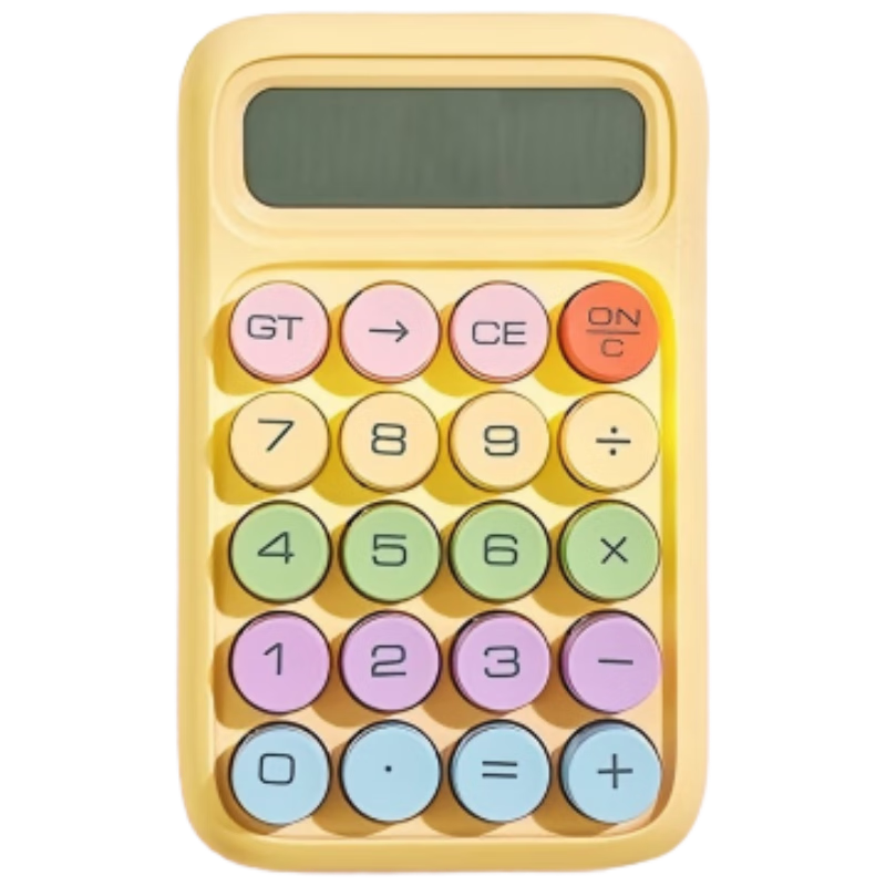 SUNWOOD Portable Student Calculator Macaron Mini Calculator Skin-friendly Keys Mechanical Keyboard Primary School Simple Calculator Learning Supplies EC-1872 Lemon Yellow