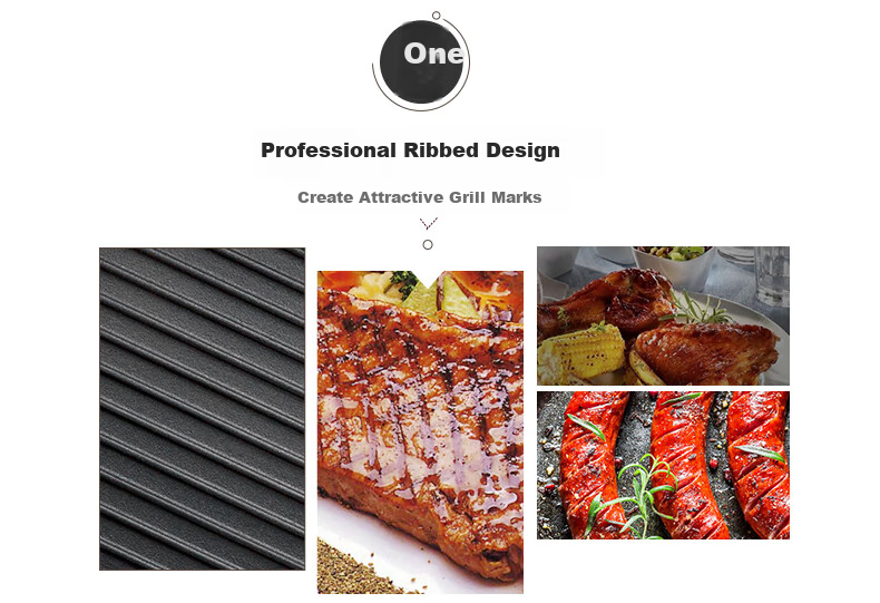 COOKER KING Steak Griddle, Flat-Bottom Pan, Healthy Non-Coated Thick Cast Iron Frying Pan, Steak Plate, Compatible with Induction Cooker, 26cm 3
