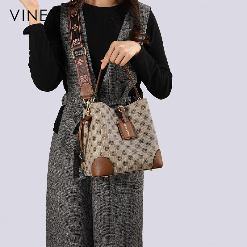 Viney Handbag, Women's Large Capacity Bucket Bag, Light Luxury Crossbody Shoulder Bag, Birthday Mother's Day Gift, Practical Present for Mom