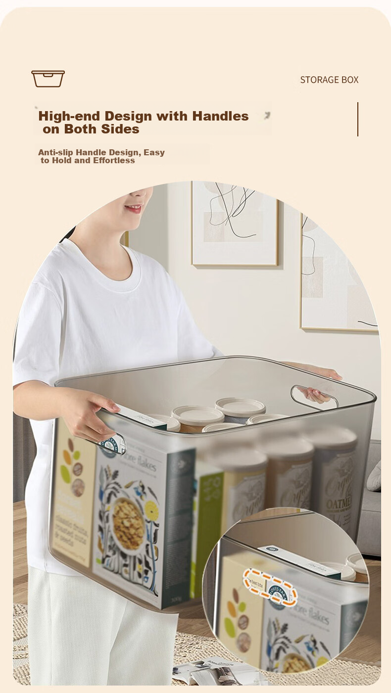 Siwangongli Transparent Storage Box, Household Toy And Snack Storage Container, Wardrobe Organizer Box, Plastic Storage Basket, Storage Bi 4