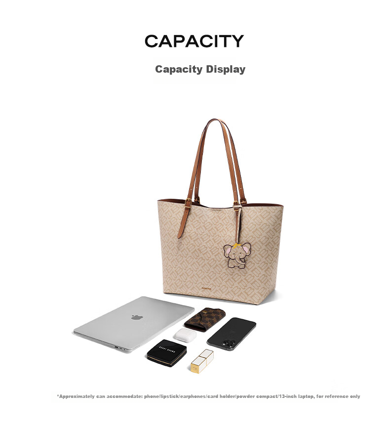 Belle Mother's Day Gift, Women's Bag, Seagull Monogram Crossbody Bag, Gift with Dumbo Charm, Tote Bag X7226AX5, Apricot Color 9