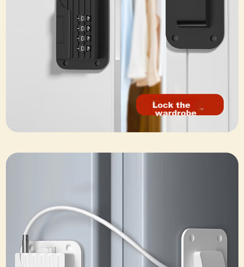Cuntiandaofu, No-Drill Refrigerator Lock, Drawer Password Lock, Furniture Cabinet Door Lock, Window Limiter, Child Safety Protection Chai 2