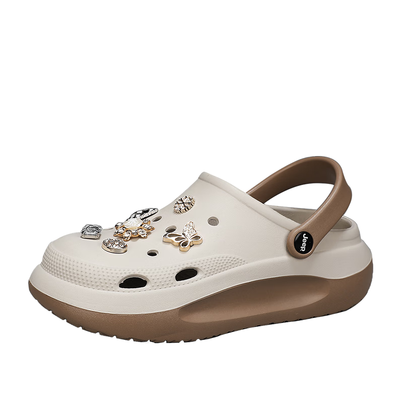 JEEP Women's Casual Hole Shoes Sandals Water-Resistant Outdoor Driving Shoes Gray Size 36-37