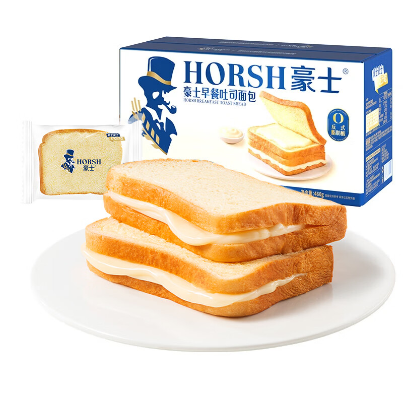 豪士面包早餐吐司460g 三明治夹心小面包休闲零食办公室糕点