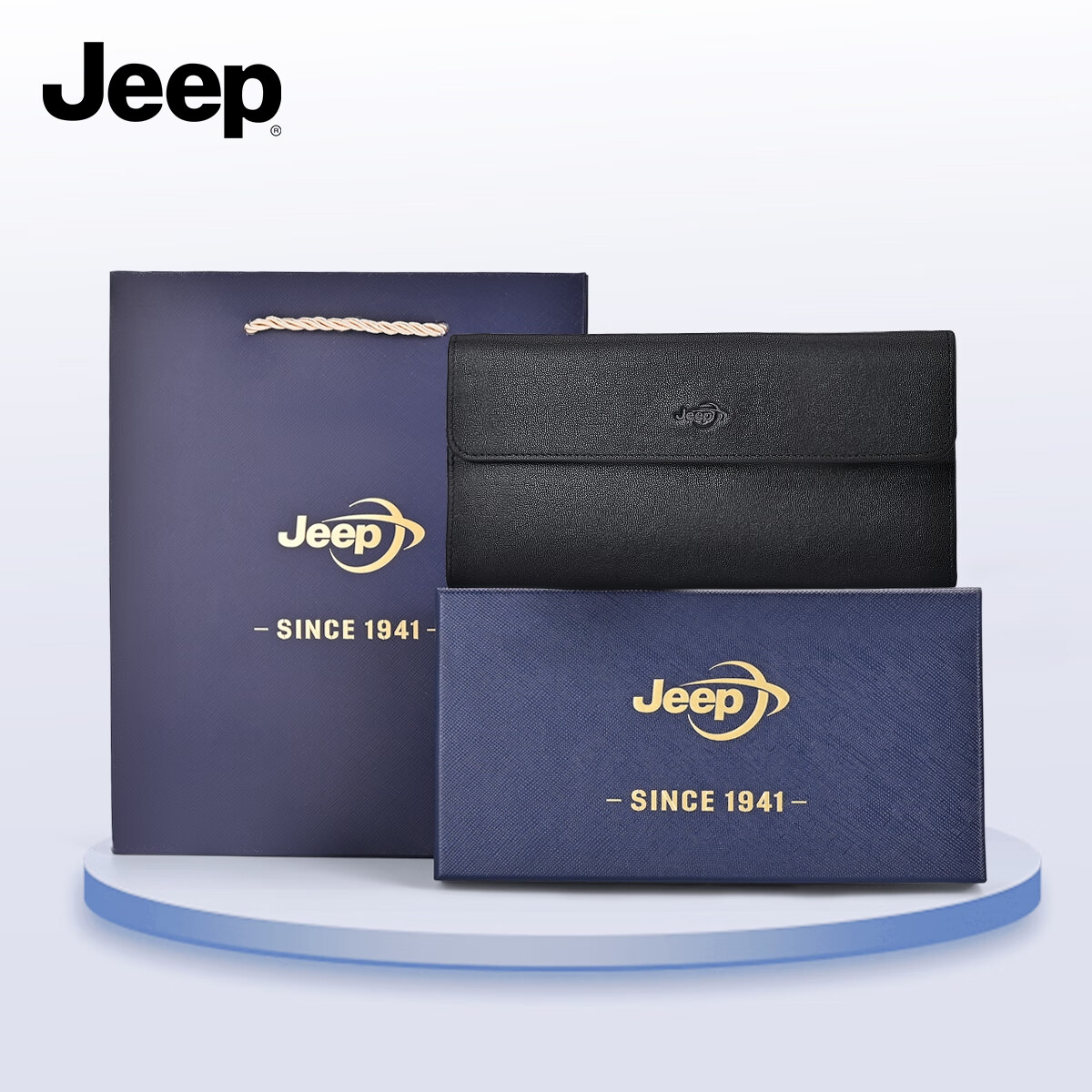 Мужской кошелек JEEP, большой емкости, из натуральной кожи, с отделениями для купюр и карт, подарочный набор.