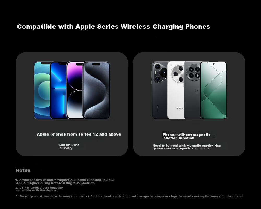 Heisha Car Wireless Charging Phone Holder, Magnetic Cooling Stand for Car Charger, Compatible with Apple, Huawei, Xiaomi, Low Temperature Fast Charging, Strong Magnetic Attractio 13