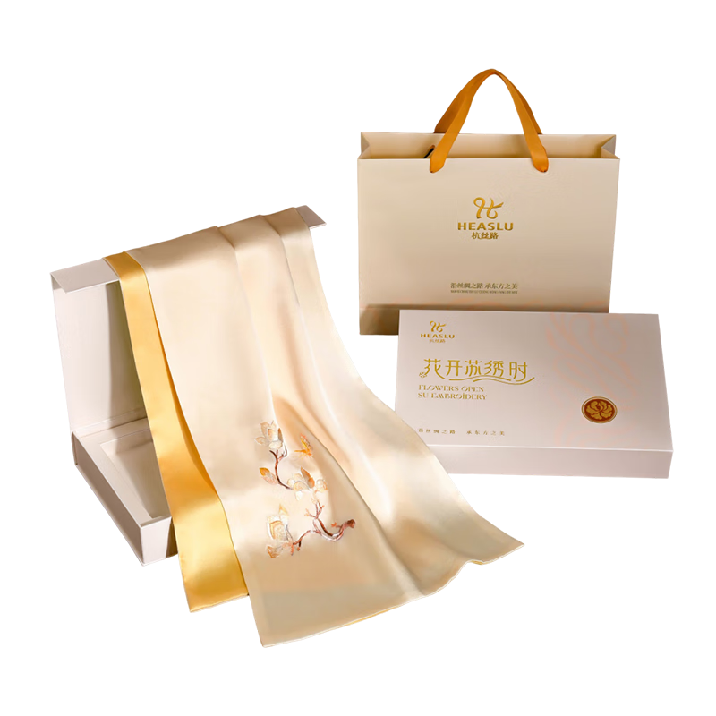 Hangsilu Silk Scarf for Women, Double-Layer Mulberry Silk Shawl, High-End Birthday Gift, Mid-Autumn Festival Present for Mom And Elders