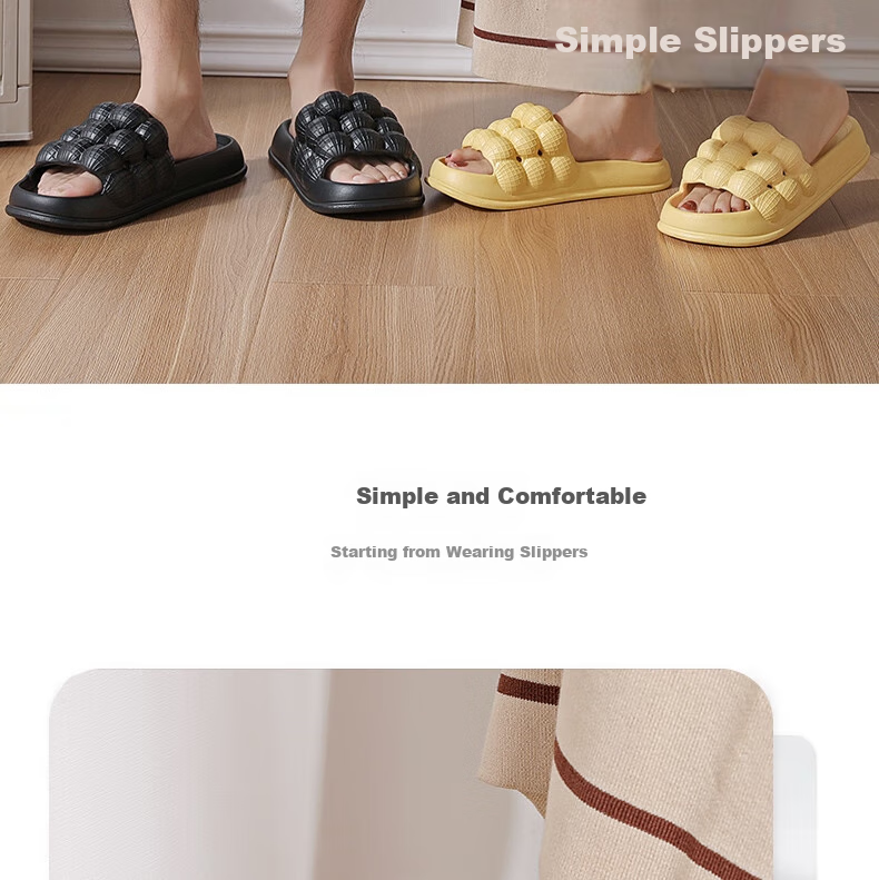 Huamei Comfortable Step-on-Cloud Couple Slippers Indoor Outdoor Non-Slip Thick Sole Soft Elastic HM2288 Yellow Size 40-41 1