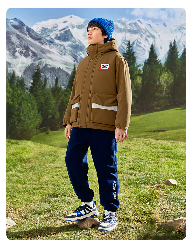 Balabala Boys' Cotton Padded Jacket Kids' Coat 2025 Autumn Winter Fleece Lined Thermal Warm Clothing Trend 208425106101 7