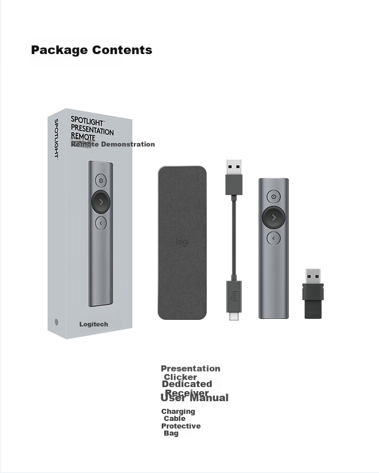 Logitech Spotlight Enterprise Wireless Presenter, Projection Pen, PPT Page-Turning Pen, Presentation Pointer, Magnifies And Focuses LCD Screen (Gold) 14