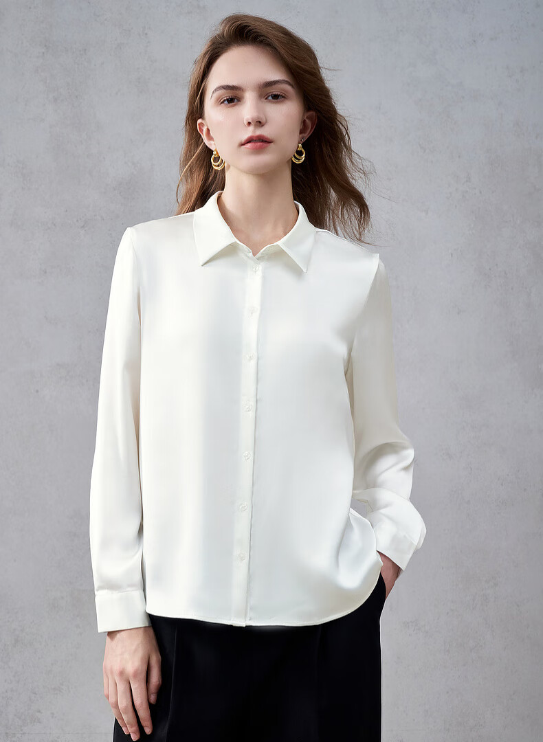 G2000 Satin Fabric with Brooch Tie Women's 2025 Autumn Winter Long Sleeve Casual Shirt Mall Edition 2