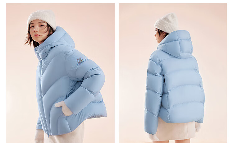 BOSIDENG Women's Off-Season 90% Down Thickened Hooded Loose Short Casual Warm Jacket Winter 11