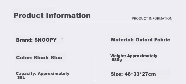 SNOOPY Middle School Backpack Large Capacity for Grades 4-9, Multi-Compartment High School Student Water-Resistant Double Shoulder Bag for Boys, Royal Blue 5