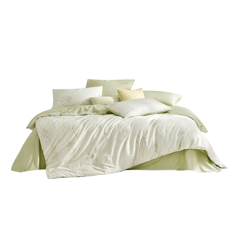 LUOLAI Home Textile 100% Cotton Bedding Duvet Cover Single Piece Green 200*230cm