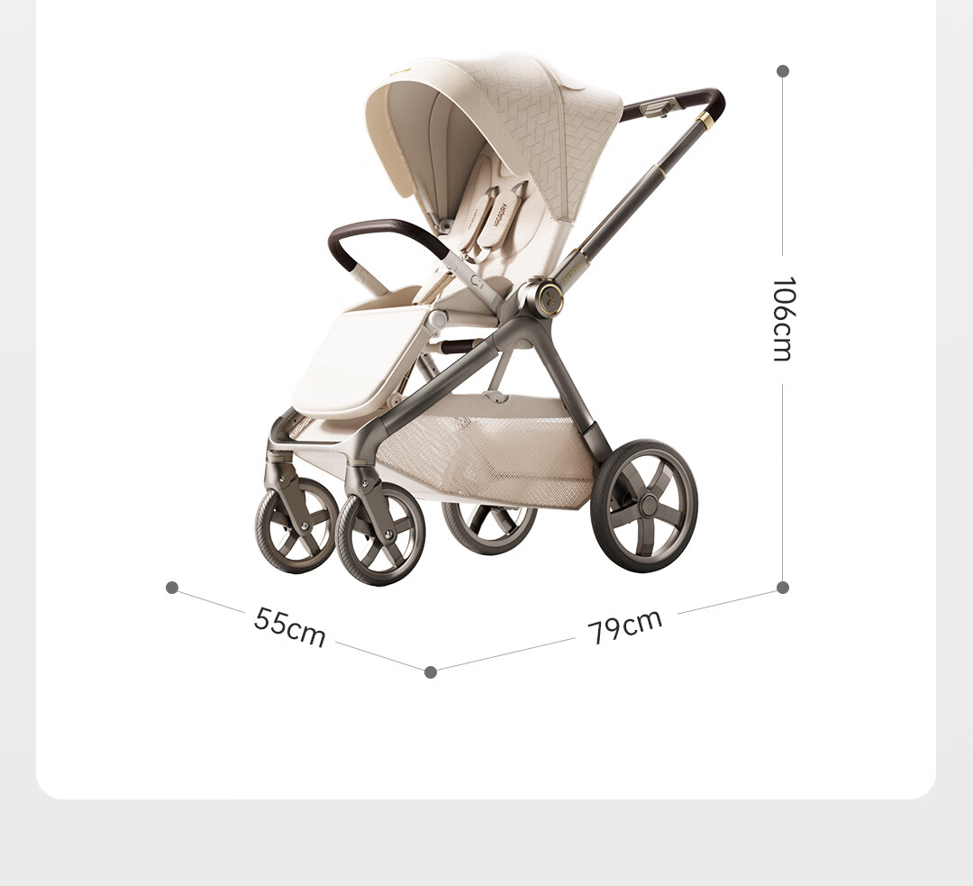 Hakada Newborn Baby Stroller Reversible High Landscape Lightweight Infant Stroller Convertible Seat and Recline Yun Jin Gray 30