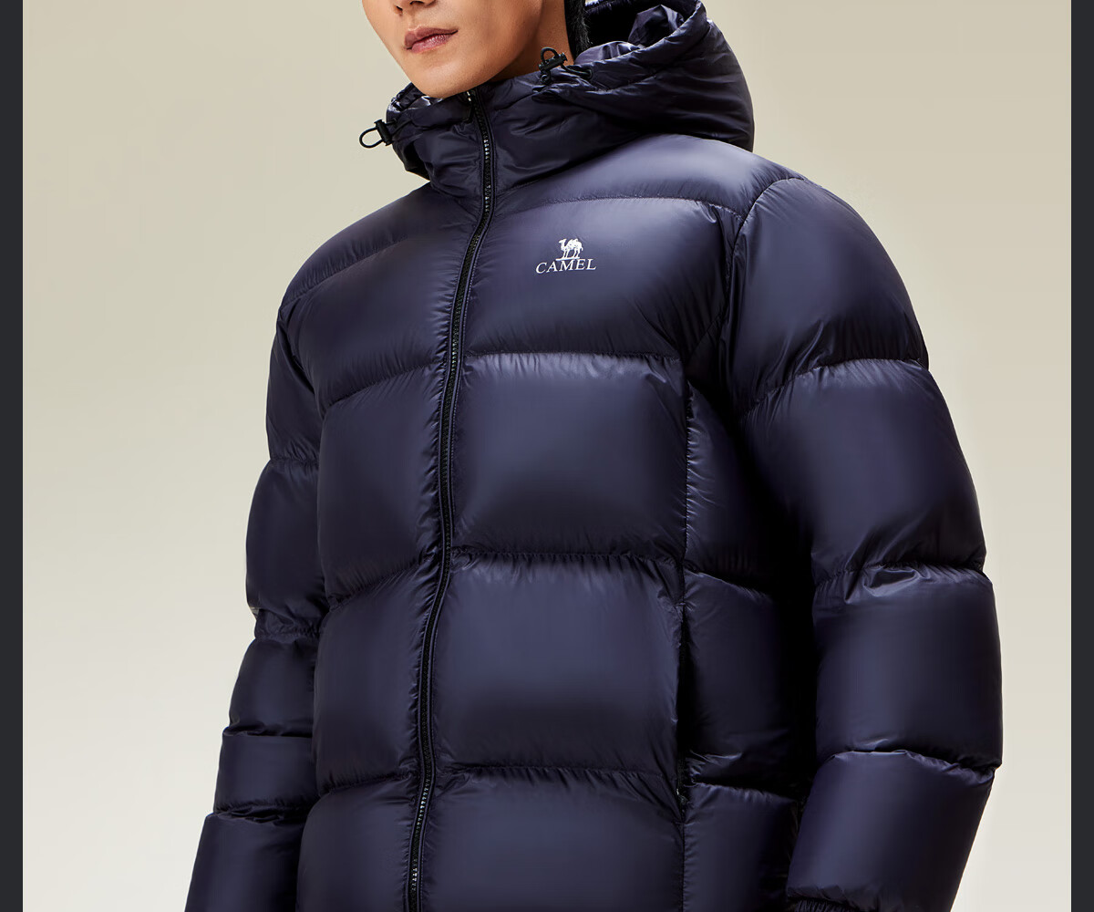 Camel Men's Down Jacket Thickened Winter Hooded Anti-Static Warm Couple Puffer Coat M33CR07131B 1