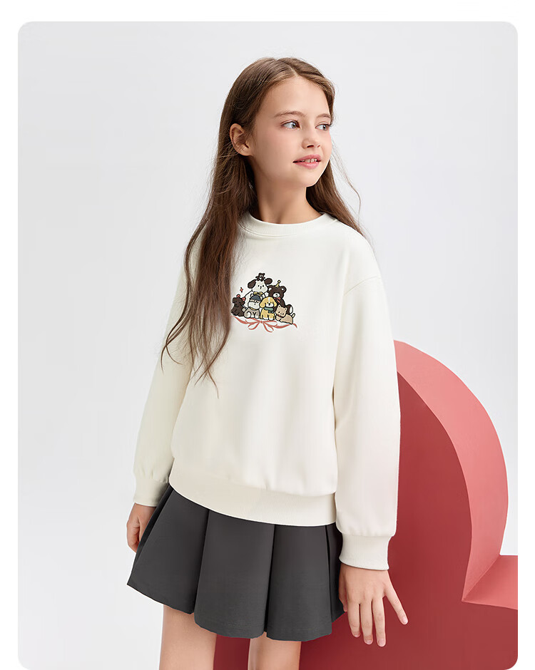 Balabala BalaOne Girls' Sweatshirt Kids' 2025 Winter Fleece Lined Casual Top 208425121001 6