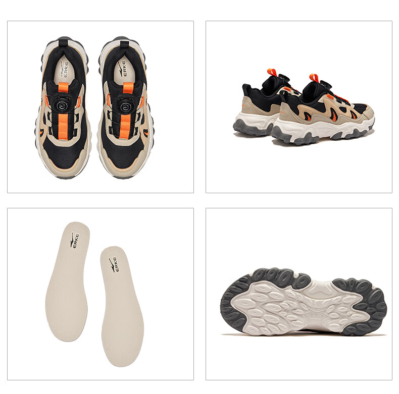 ERKE Kids Casual Shoes Boys and Girls Children's Youth Cushioning Warm Sports Shoes Black/Silver/Carbon Gray Size 40 24