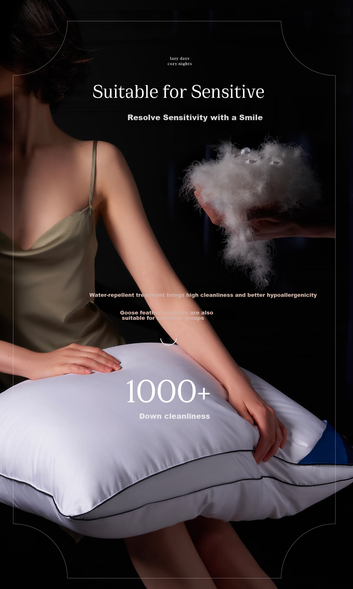 Canasin down Pillow, Five-Star Hotel 95% White Goose Pillow Core, Adult Soft Goose down Pillow, High Pillow, 48*74cm 6