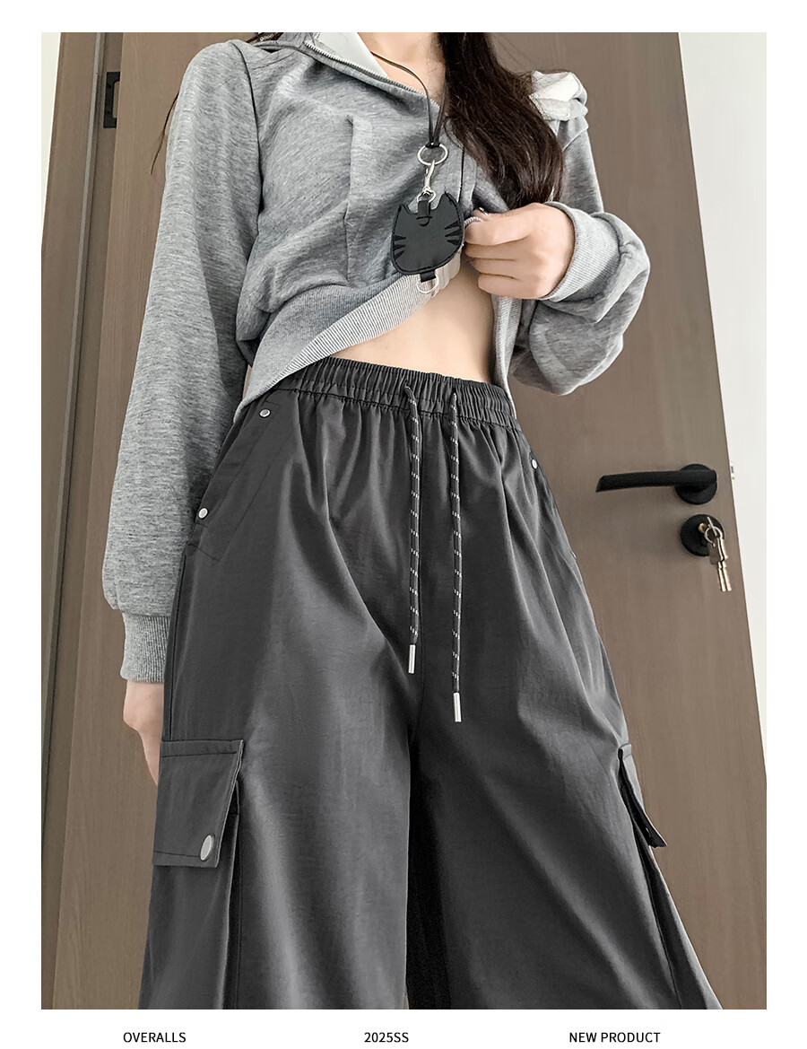 Borui American Workwear Pants 2026 New Autumn Women's Casual Loose Wide-Leg Outdoor Hiking Cargo Pants 18