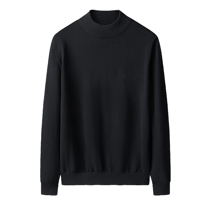 MiiOW Men's Half Turtleneck Knit Sweater Autumn Winter New Casual Versatile Fleece Lined Warm Base Shirt