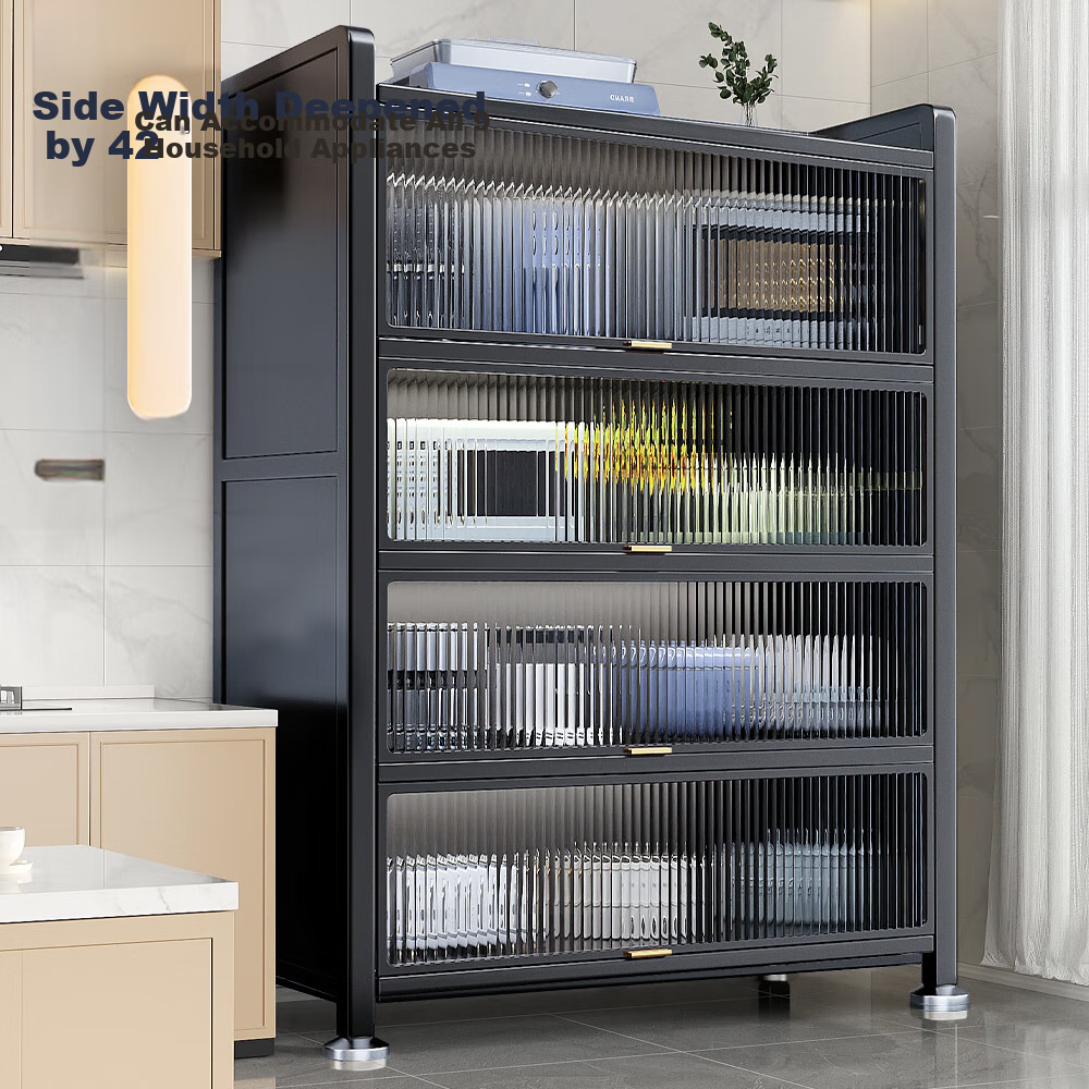 Jiabangshou Kitchen Utensil Storage Rack, Floor-Standing Multi-Layer Household Microwave Oven Storage Rack, Storage Cabinet, Dish Cabinet, Storage Cabinet, 5 Layers