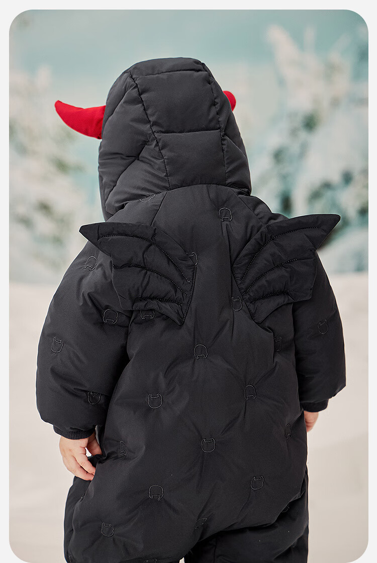 Minibala Unisex Kids Down Jumpsuit with Genuine Fleece Baby Elf Hat Romper 2025 Winter 4