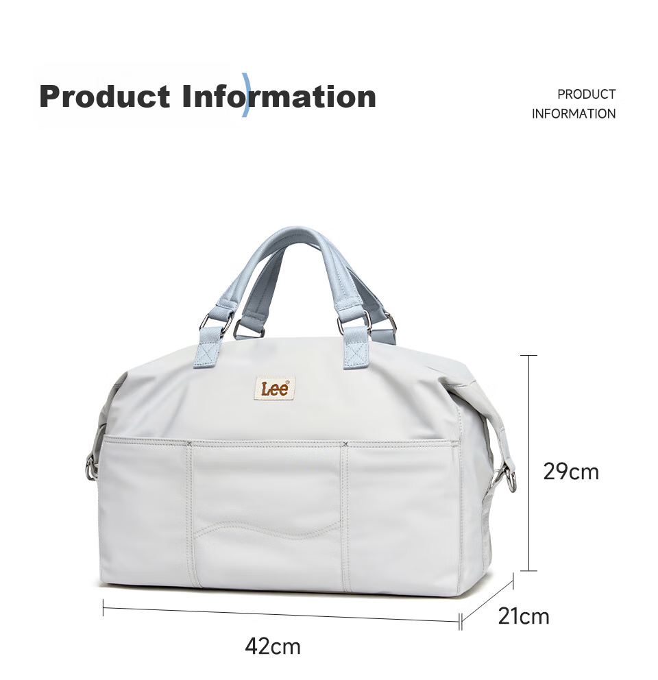 Lee Travel Bag, Women's Short-Trip Business Trip Luggage Bag, Large Capacity Handheld Sports Fitness Bag, Sea Salt Gray 15