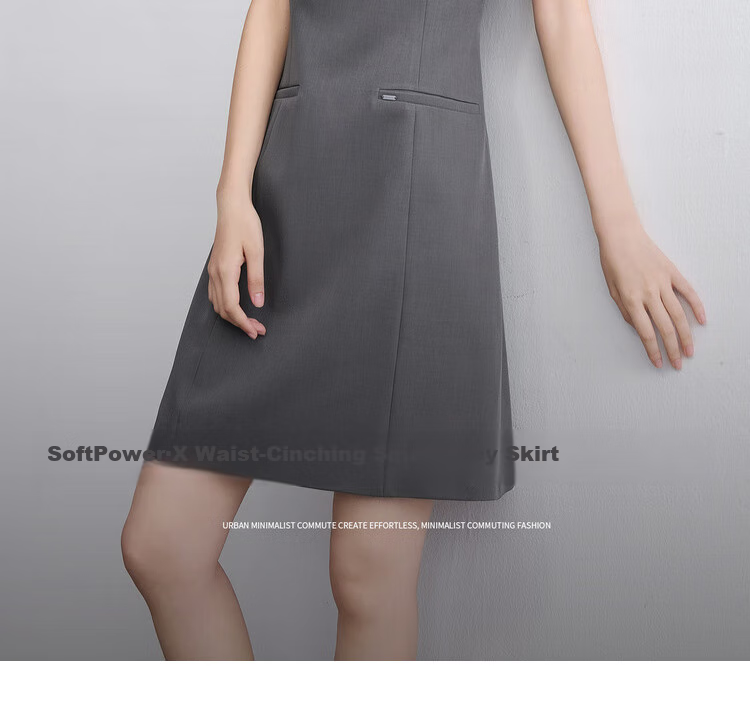 Sentubila Sleeveless Waist-Defined Slim Fit Elegant Gray Mid-Length Dress for Women Summer Office Wear 1