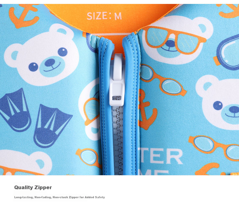 WATERTIME / Shuichuan Children's Buoyancy Aid, Swimming And Snorkeling Vest, Inflatable-Free Padded Buoyancy Cotton Vest, Colorful Bear Design, Size S 11