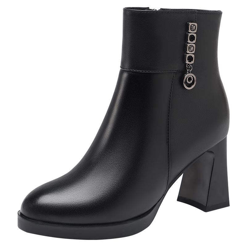 Red Dragonfly Women's Fashion Winter High Heel Commuter Boots Soft Sole Lightweight Mom Boots WFC450391B Black Size 38