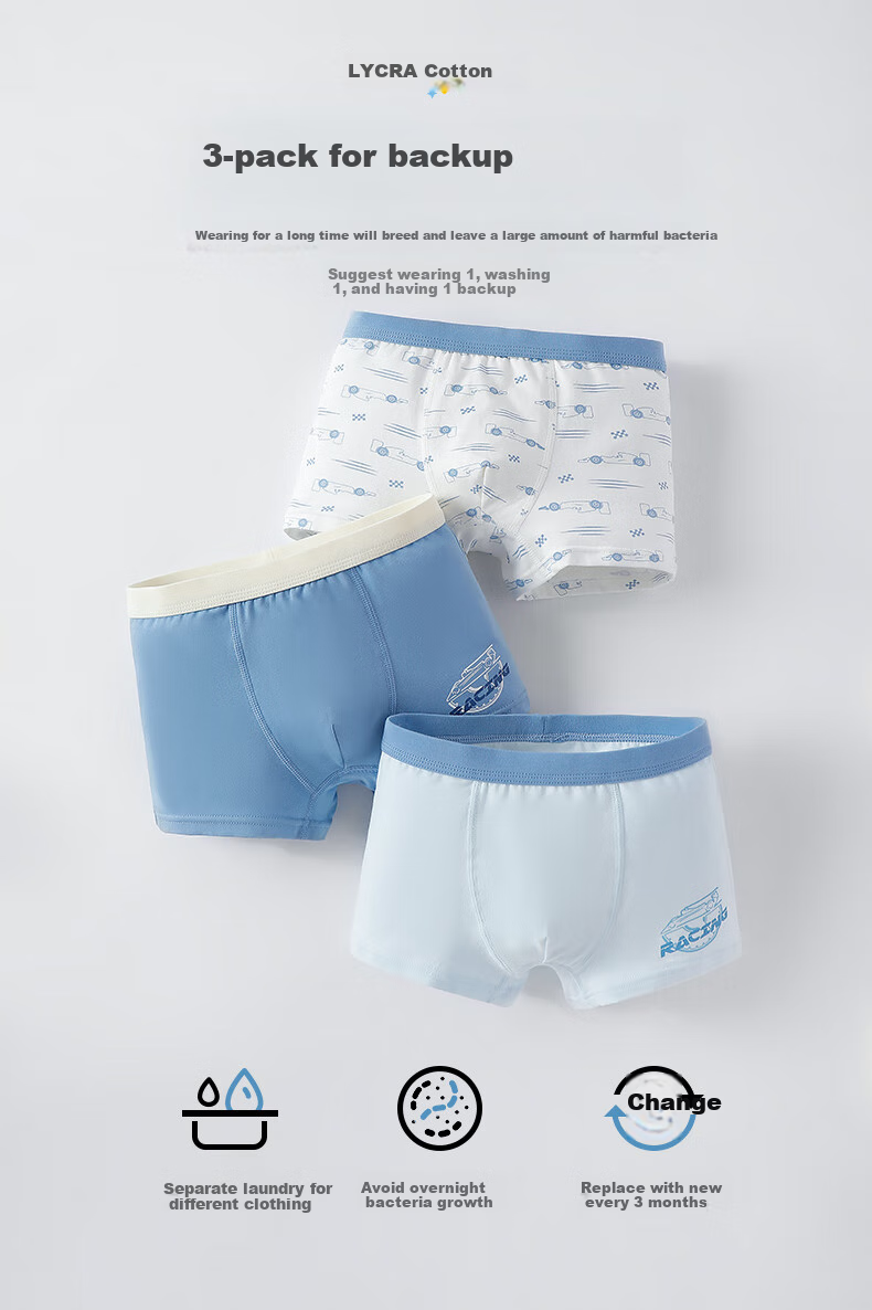 YING BO LUN Boys' Boxer Briefs, Children's Underwear, Boys' Shorts, 15069 Children's Underwear, 3 Pairs, Size 130 9