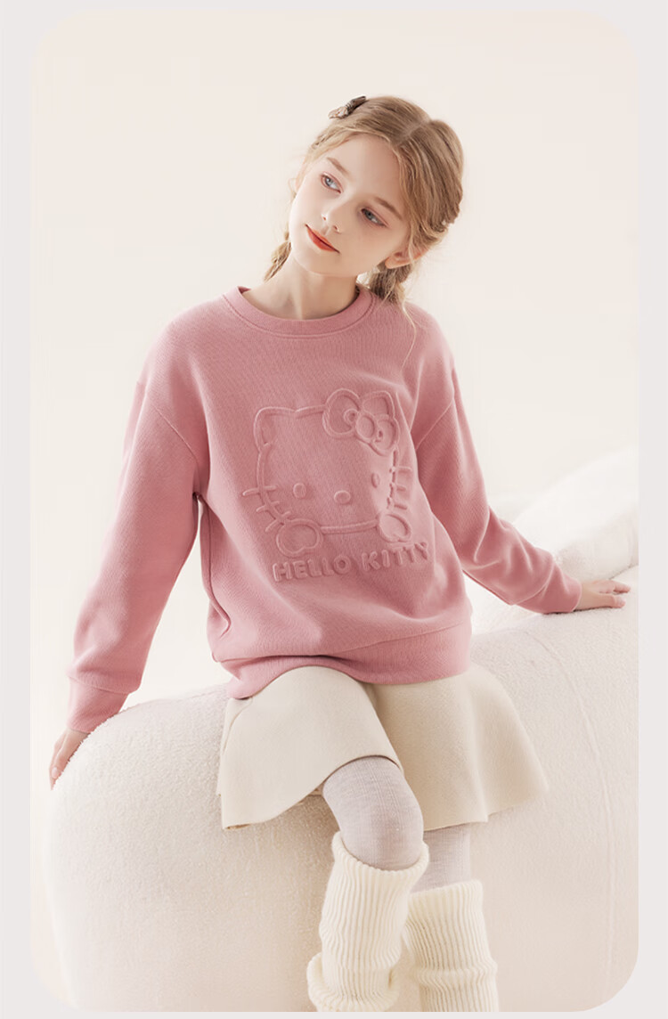 Hello Kitty Girls' Sweatshirt Spring and Autumn Kids' Sports Top Children's Fashion Jacket KT0001 Pink 150 8