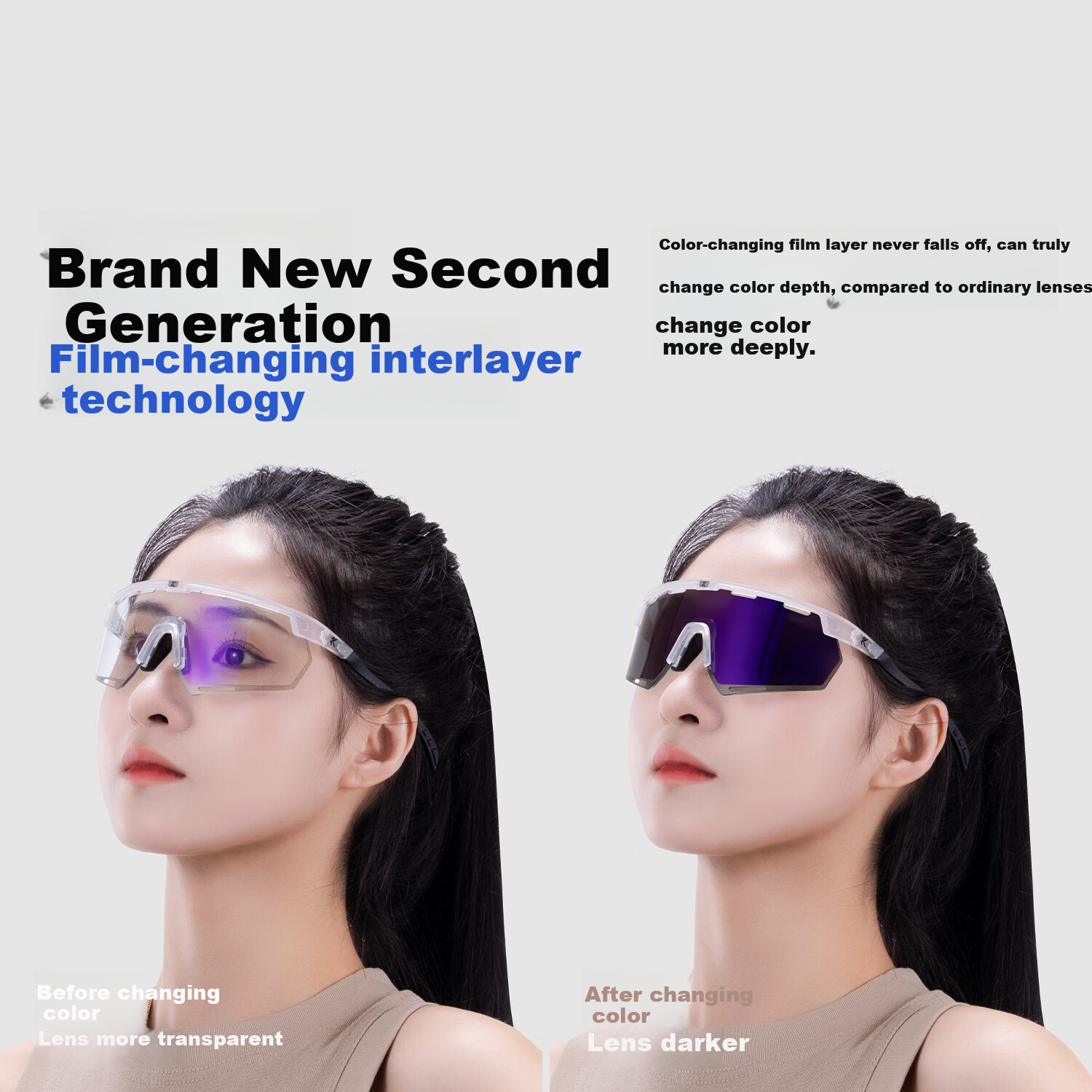 KAPVOE Hummingbird Carbon Fiber Film Photochromic Cycling Glasses, Day And Night Use, Outdoor Sports, UV Protection, Windproof, Sandproof Goggles