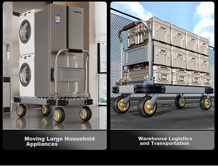 Paiying Steel Plate Flatbed Cart, Small Push Cart, Cargo Trolley, Hand Truck, Small Trailer, Folding Transport Cart, 70*42cm 25