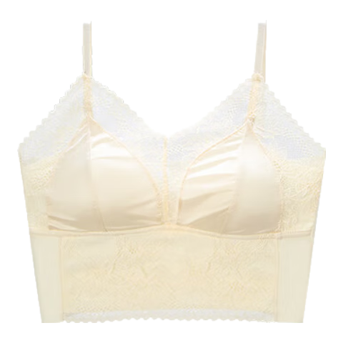 Bandgewoo Lace Camisole for Women, Inner Wear to Conceal Belly, Silk with Chest Pads, Seamless Beautiful Back Bra, One-Piece Undershirt, Chest Wrap