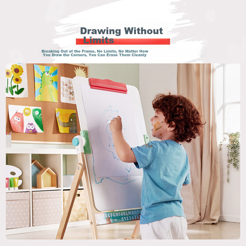 Hape (Germany) Frameless Whiteboard Erasable Double-Sided Blackboard Standing Easel Flip-Style Drawing Board E1063