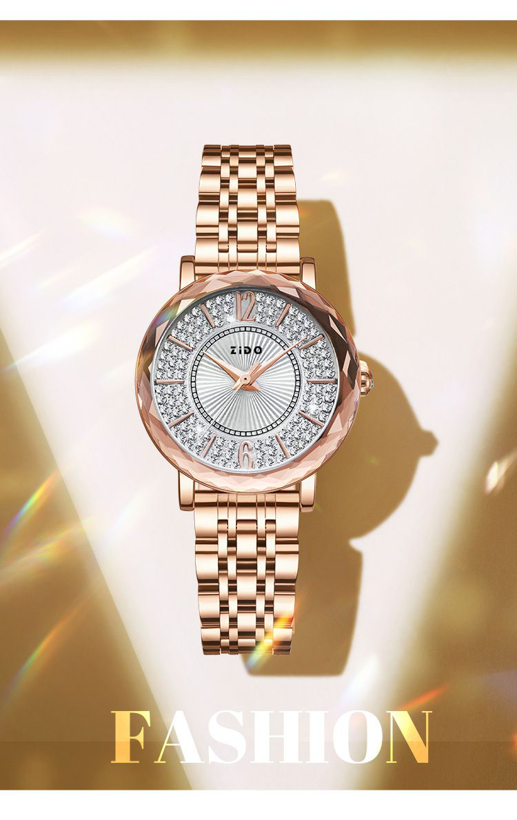 ZIDO ZIDO Light Luxury Women's Trendy Korean Style Quartz Watch 1207 White Dial 3