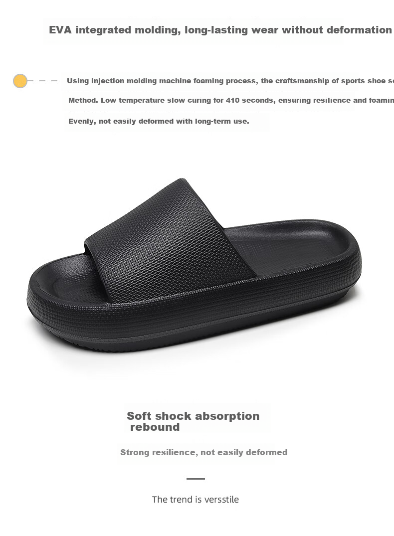 GUOLUOFEI Thick-Soled Slip-On Sandals for Men And Women, Summer Indoor Home Wear, Height-Increasing, Extra Large Size, Couple Slippers, Navy Blue, Size 40-41 3