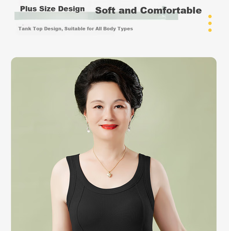 Modaier Plus Size Ribbed Camisole Tank Top for Women with Built-In Bra Pads, Middle-Aged And Elderly Mom's Versatile Underwear Top 14