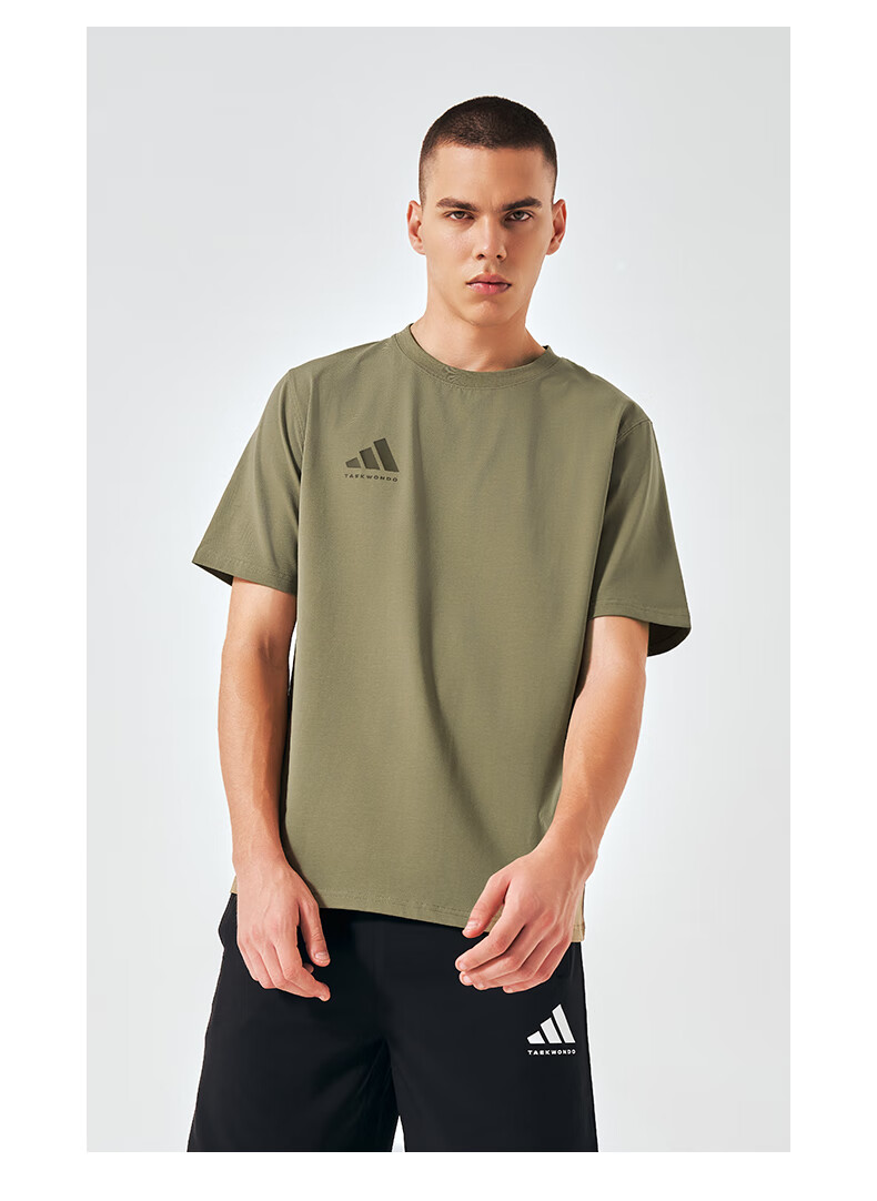 Adidas Men's Summer Sports Quick-Dry Breathable Lightweight Round Neck T-Shirt [Quick-Dry] Dark Gray L 18