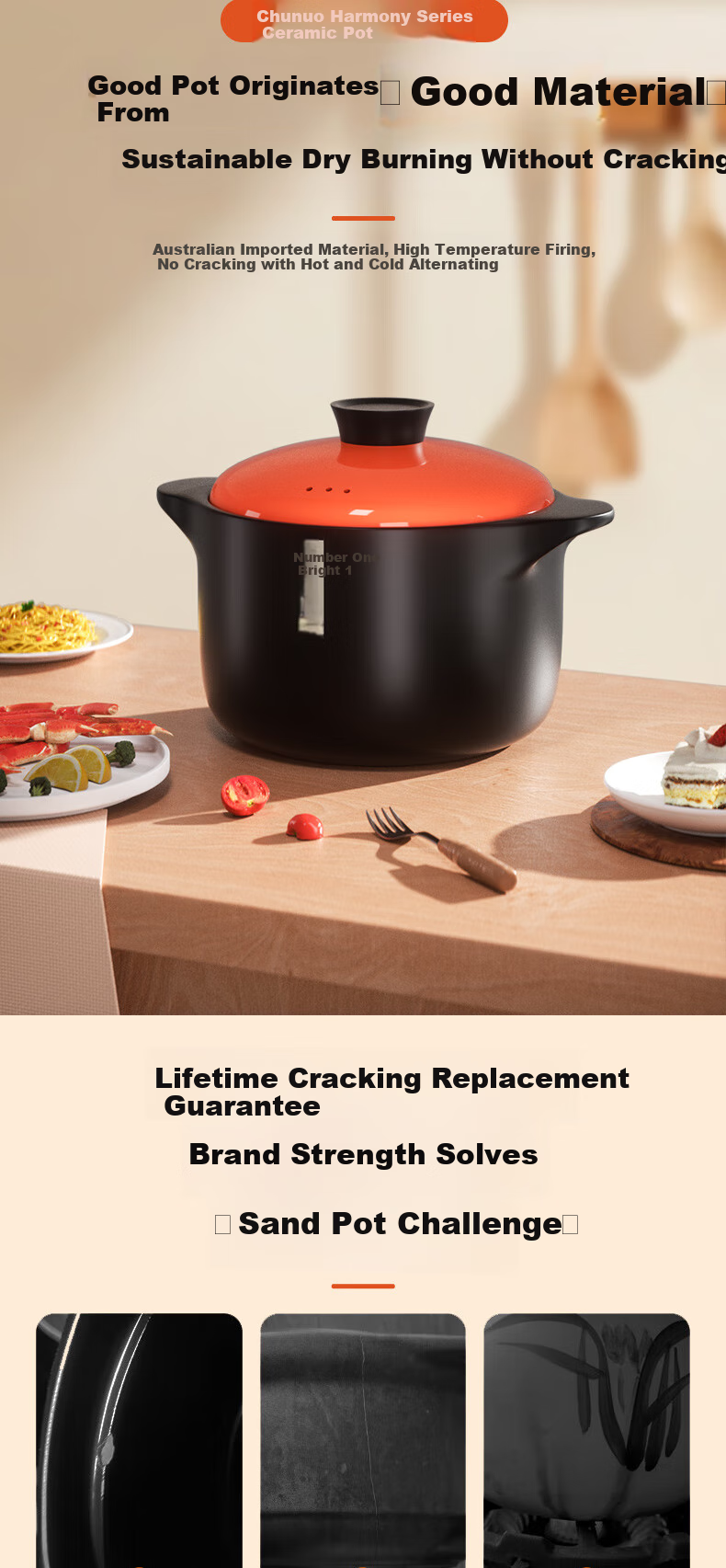 Chunuo Ceramic Casserole Pot for Soup, Medicinal Decoction, Porridge Cooking, Stewing, Home Use, Gas Stove Compatible, 7L Capacity 2