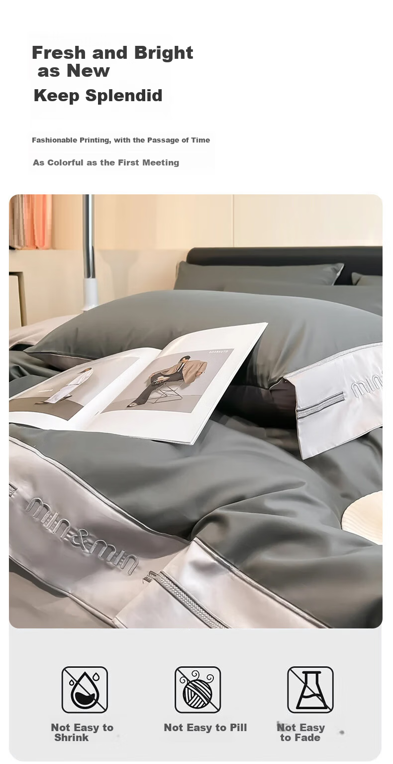Huangchaojiasi 60s Four-Piece Set, Luxury Long-Staple Xinjiang Cotton, 100% Pure Cotton Duvet Cover And Bed Sheet, for 1.8/1.5 Meter Bed 11